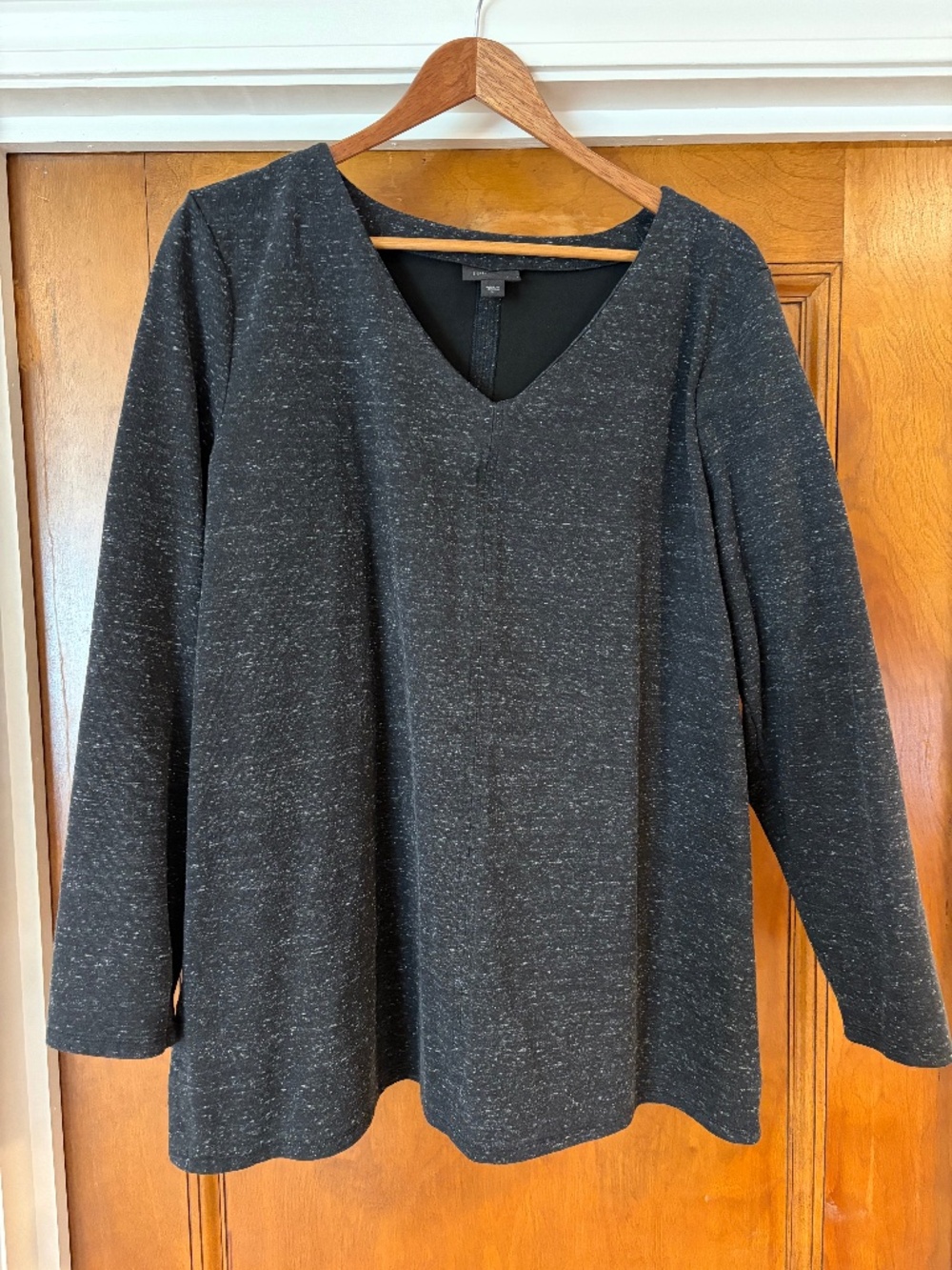 J Jill Black Heather Long Sleeve Rayon/Cotton V-Neck Tunic
